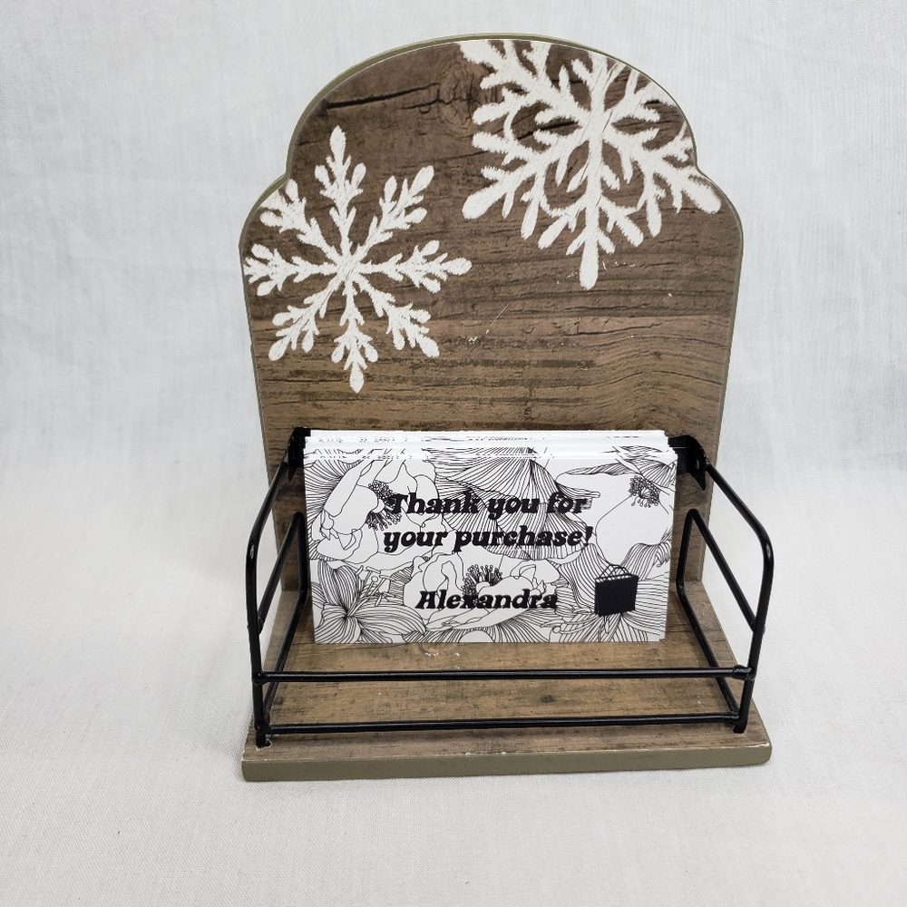 Snow Flake Business Card Holder Wall or Desk Holiday